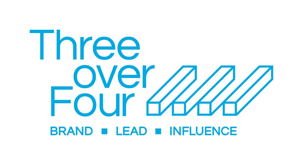 three over four logo